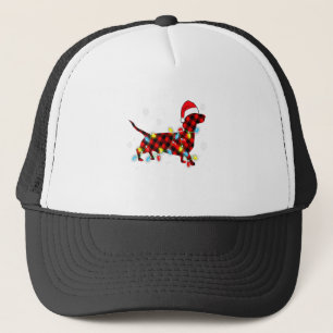 Pyjamas Red Buffalo Plaid Dachshund Dog Merry Chri Trucker Hat