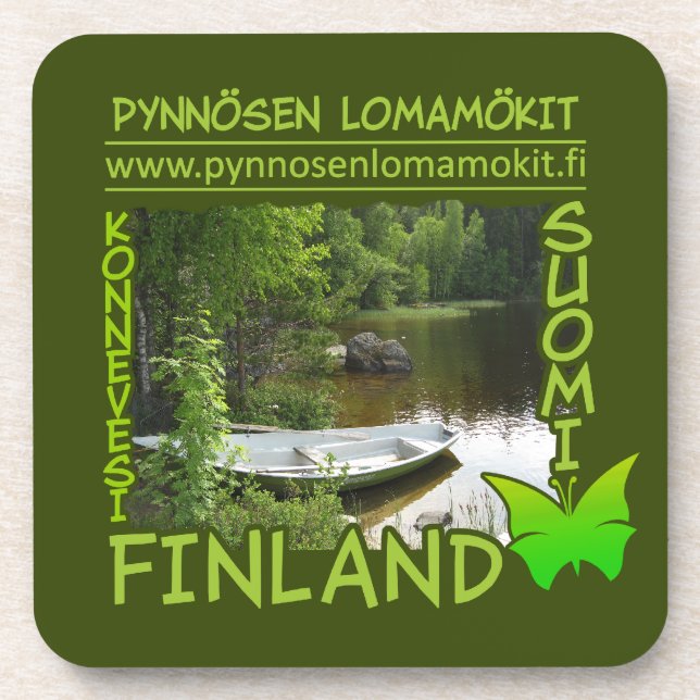 Pynnösen Lomamökit custom coasters (Front)