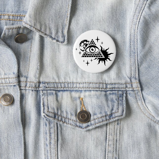 pyramid and the eye 2 inch round button (In Situ)