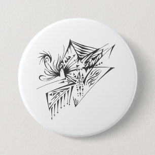 Pyramid Black White Abstract Tribal Tattoo Art 3 Inch Round Button