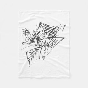 Pyramid Black White Abstract Tribal Tattoo Art Fleece Blanket