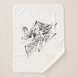 Pyramid Black White Abstract Tribal Tattoo Art Sherpa Blanket