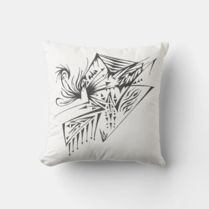 Pyramid Black White Abstract Tribal Tattoo Art Throw Pillow