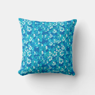 Pyramid crystals, turquoise and blue throw pillow