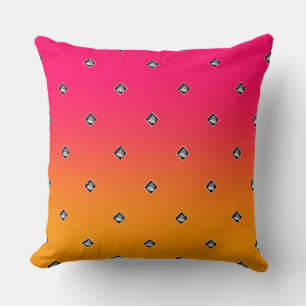 Pyramid Cube Repeat Pink Yellow Throw Pillow