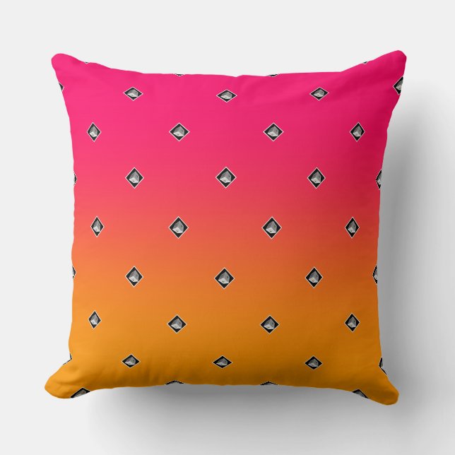Pyramid Cube Repeat Pink Yellow              Throw Pillow (Front)