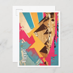 Pyramid Egypt Pop Art Travel Illustration Postcard