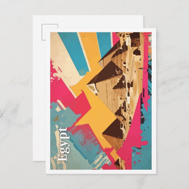 Pyramid Egypt Pop Art Travel Illustration Postcard (Front/Back)