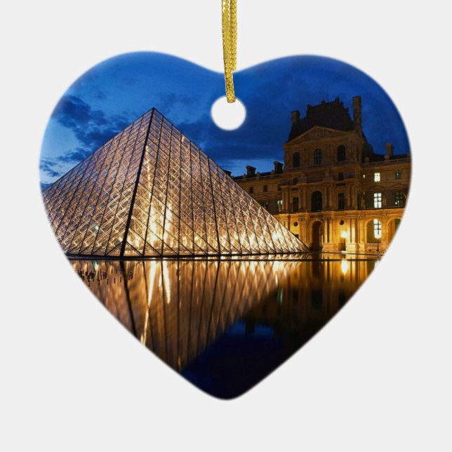 Pyramid in Louvre Museum,Paris,France Ceramic Ornament (Front)