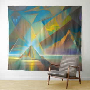 Pyramid Landscape Geometric Abstract Design Tapestry