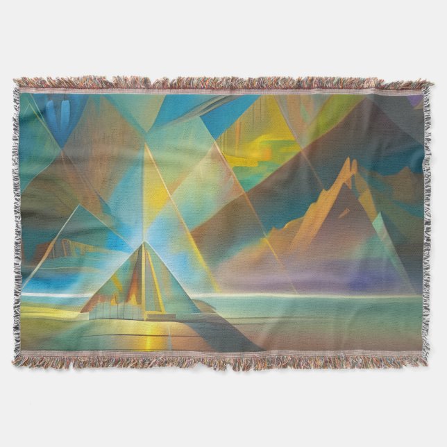 Pyramid Landscape Geometric Abstract Design  Throw Blanket (Front)