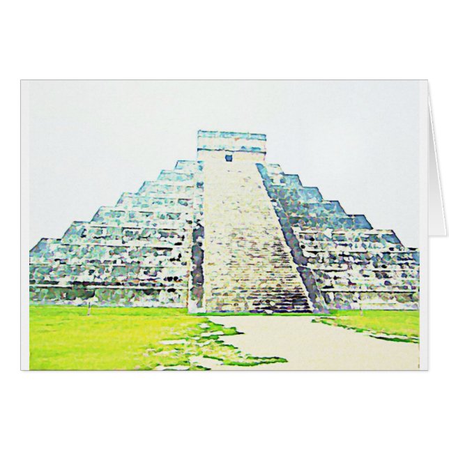 Pyramid Of Chichen Itza Watercolor Design (Front Horizontal)