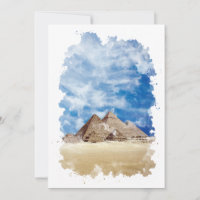 Pyramid of Giza Egypt Watercolor Art