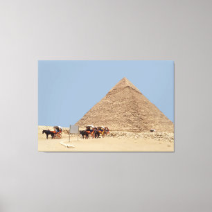 Pyramid of Khafre and a string of chariots Canvas Print