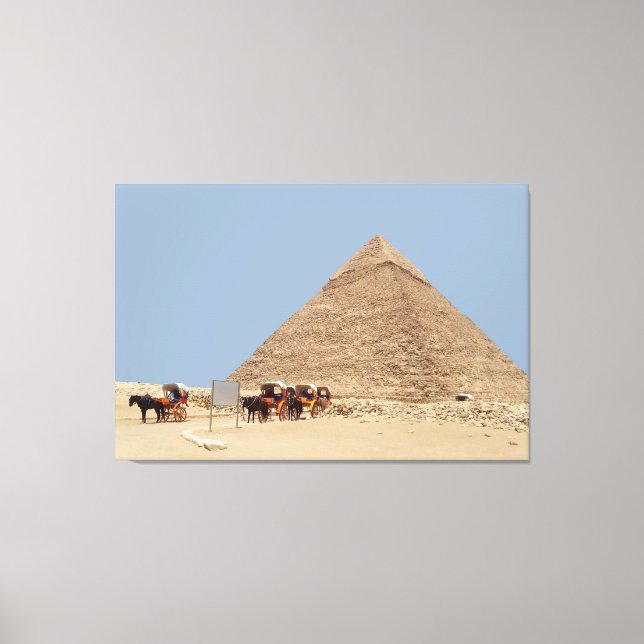 Pyramid of Khafre and a string of chariots Canvas Print (Front)
