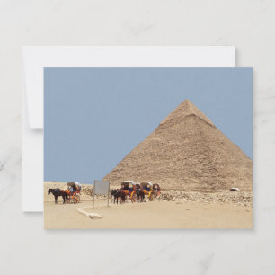 Pyramid of Khafre and a string of chariots  Holiday Card