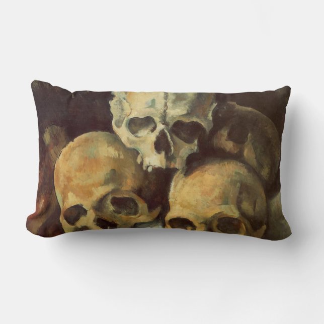 Pyramid of Skulls Vintage Halloween Lumbar Pillow (Front)
