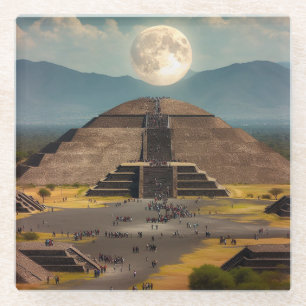 Pyramid of the Moon, Teotihuacan, Mexico Travel Glass Coaster