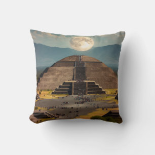 Pyramid of the Moon, Teotihuacan, Mexico Travel Throw Pillow