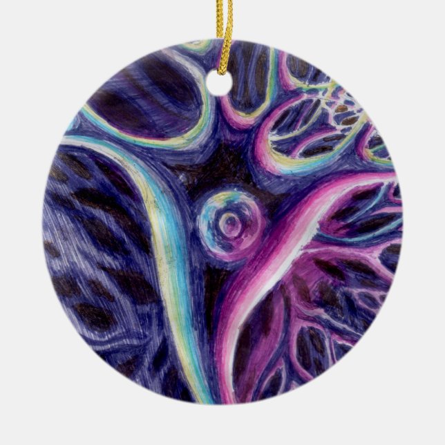 Pyramidal neuron drawing ceramic ornament (Front)
