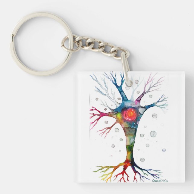 Pyramidal neuron in the neocortex keychain (Front)