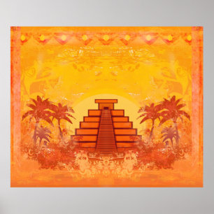 Pyramide maya, affiche du Mexique
