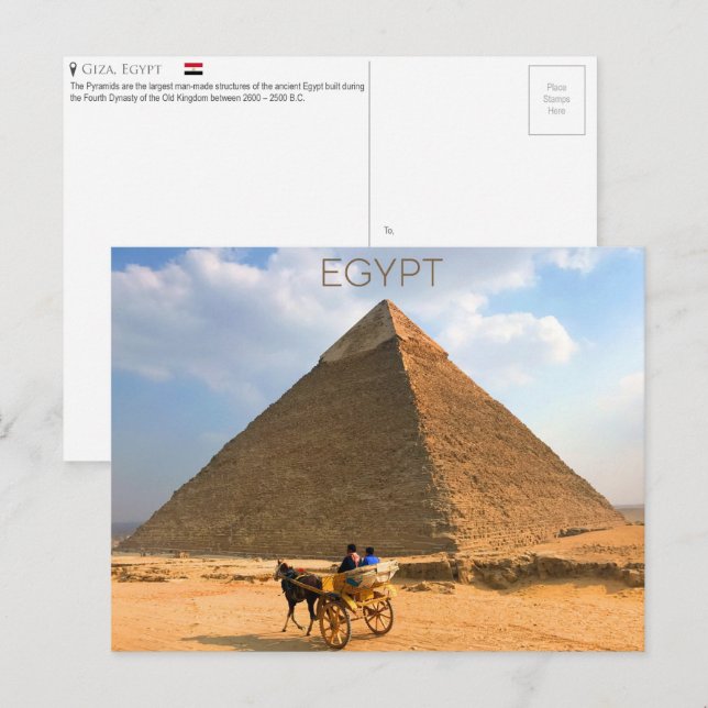 Pyramides de Gizeh, Égypte Carte postale (Devant / Derrière)