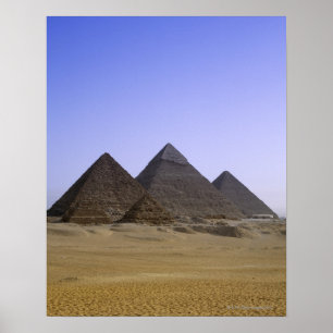 Pyramids in desert Cairo, Egypt Poster