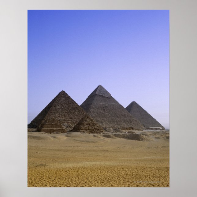 Pyramids in desert Cairo, Egypt Poster (Front)