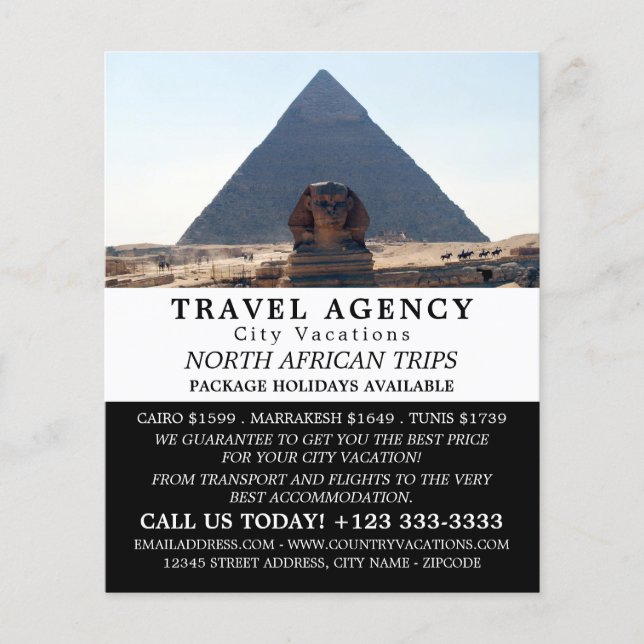 Pyramids Of Giza, Cairo, Egypt, Travel Agency Flyer (Front)