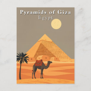 Pyramids of Giza, Egypt Vintage Travel  Postcard