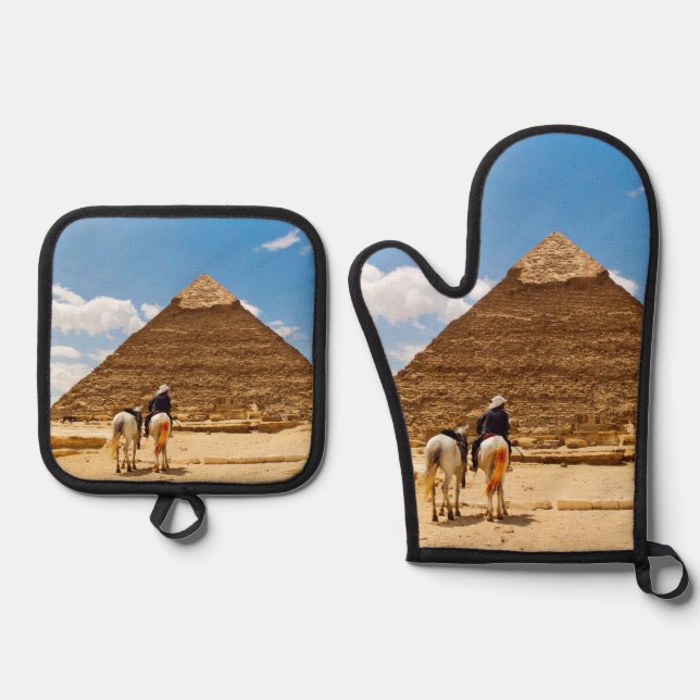 Pyramids of giza oven mitt & pot holder set (Front)