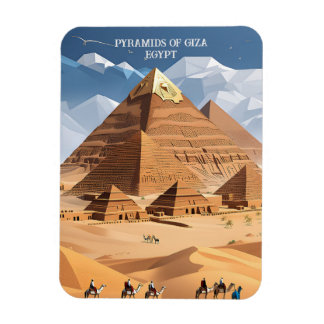 Pyramids of gize, Egypt travel art vintage magnet