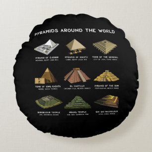 Pyramids Of The World Archaeology Civilizations Round Pillow