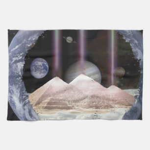 Pyramids Planets Space Kitchen Towel