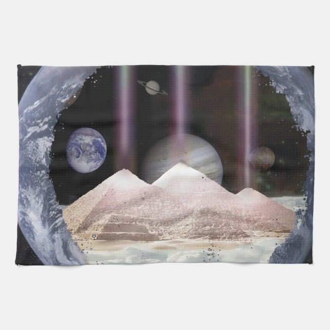 Pyramids Planets Space Kitchen Towel (Horizontal)