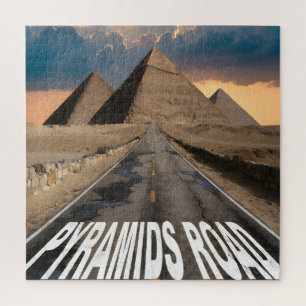 Pyramids Road Egypt Desert Landmark Art Jigsaw Puzzle