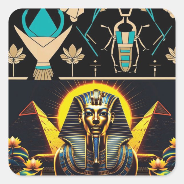 Pyramids & Sphinx | Ancient Egypt Aesthetic Square Sticker (Front)