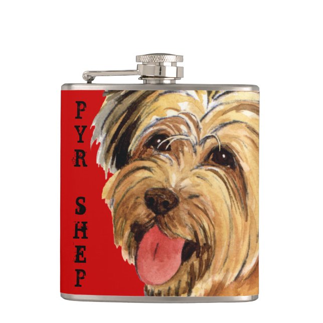 Pyrenean Shepherd Colour Block Hip Flask (Front)
