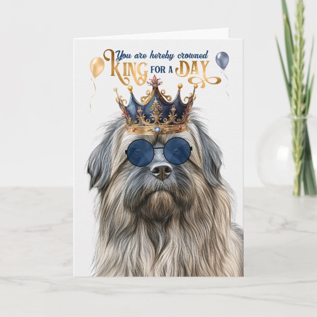 Pyrenean Shepherd King for a Day Funny Birthday Card (Front)