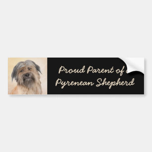 Pyrenean Shepherd Painting - Cute Original Dog Art Bumper Sticker