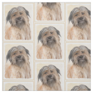 Pyrenean Shepherd Painting - Cute Original Dog Art Fabric