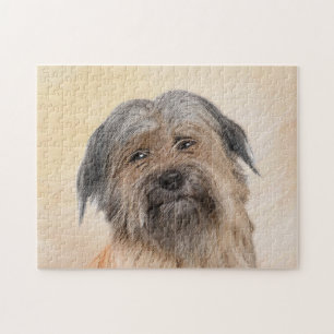 Pyrenean Shepherd Painting - Cute Original Dog Art Jigsaw Puzzle
