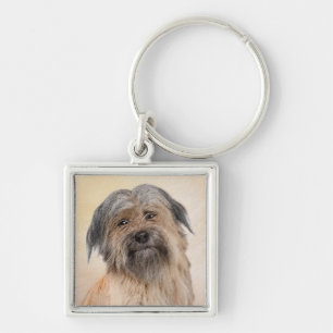 Pyrenean Shepherd Painting - Cute Original Dog Art Keychain