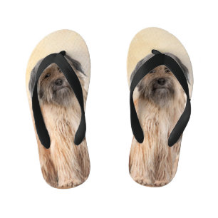 Pyrenean Shepherd Painting - Cute Original Dog Art Kid's Flip Flops