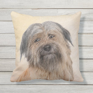 Pyrenean Shepherd Painting - Cute Original Dog Art Outdoor Pillow