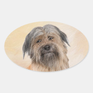 Pyrenean Shepherd Painting - Cute Original Dog Art Oval Sticker