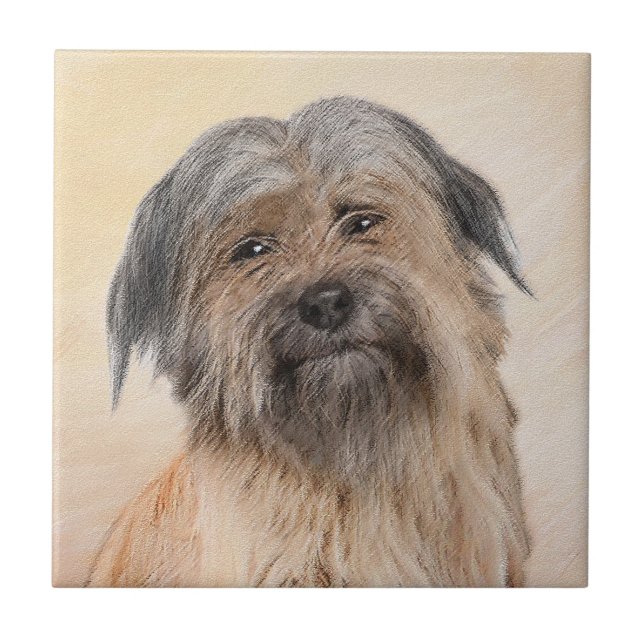 Pyrenean Shepherd Painting - Cute Original Dog Art Tile (Front)
