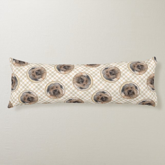 Pyrenean Shepherd Painting Long-Haird Fawn Dog Art Body Pillow (Front)