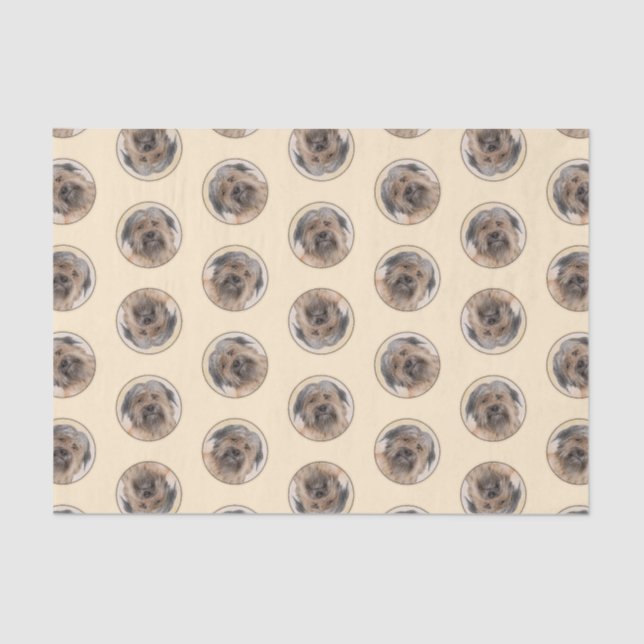 Pyrenean Shepherd Painting Long-Haird Fawn Dog Art Tissue Paper (Front)
